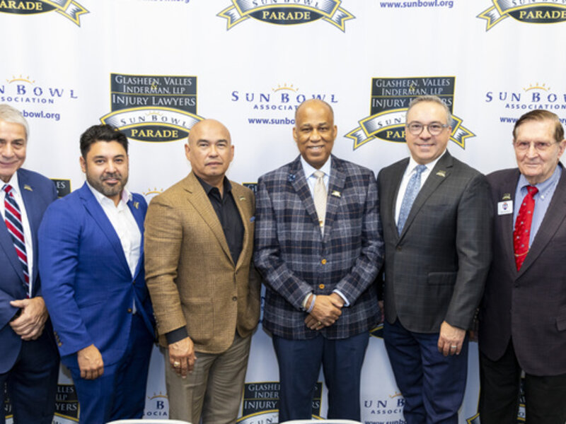 SUN BOWL ASSOCIATION ANNOUNCES 2024 GRAND MARSHAL AND CONTRACT RENEWAL WITH GLASHEEN, VALLES & INDERMAN INJURY LAWYERS